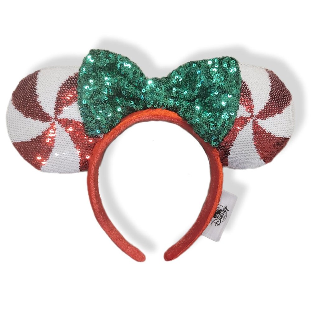 Disney Sequined Lollipop Candy Cane Cutie Christmas Minnie Mouse Ears - NWT